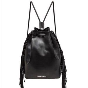 Victoria's secret black leather backpack